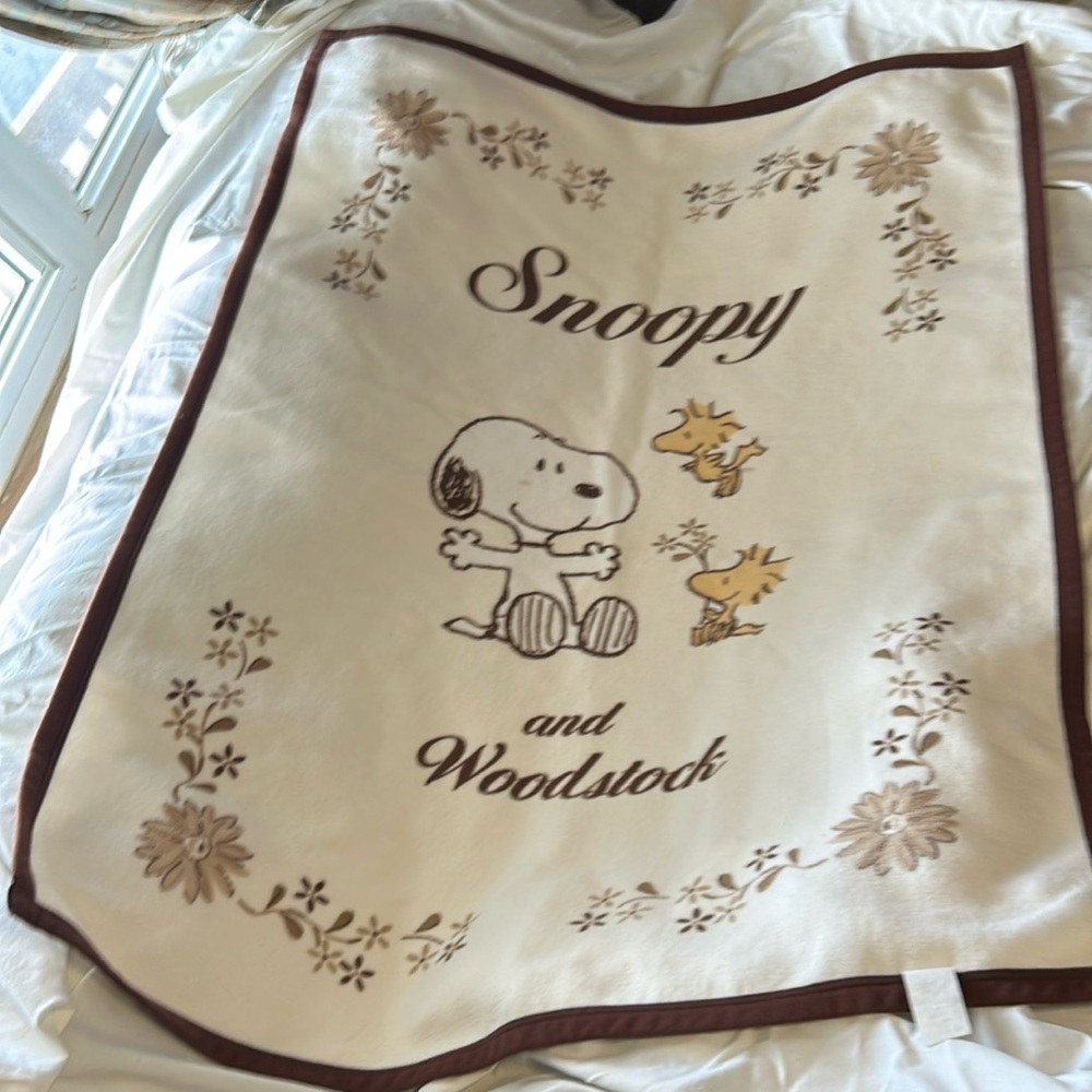 Snoopy and Woodstock blanket -Peanuts .Couple marks on front & back.see piks